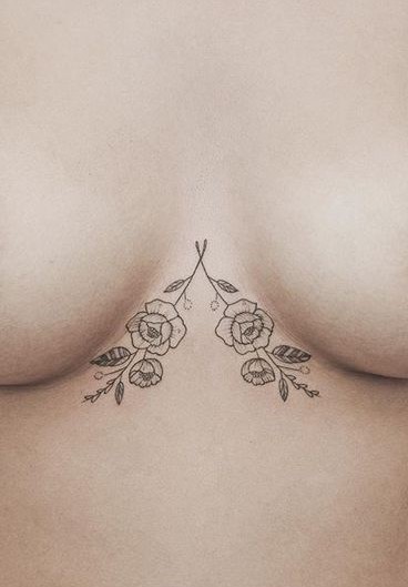 dainty-flower-sternum-tattoo