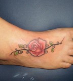Sexy Red Rose Foot-Tattoo Design for Women - Flower Tattoos