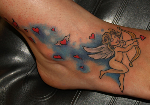 Cute and Feminine Cupid Tattoos on Feet for Women – Tattoos for Women