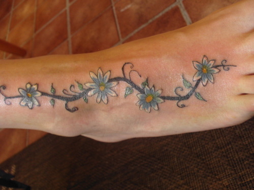 Swirly Daisys Flowers Foot Tattoos for Women – Flower Tattoos