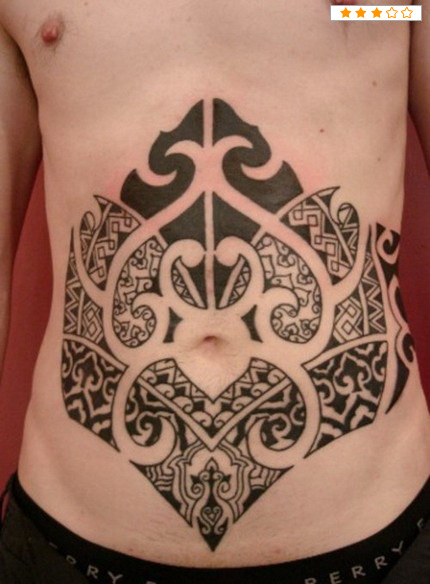 Awesome Polynesian Tattoo Pattern for Men’s Abdomen
