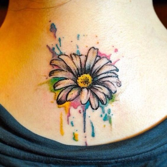 daisy watercolor tattoo