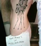 Dali Elephant Tattoo on Side Rib (NSFW)