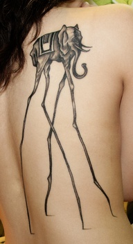 Big Art Dali Elephants Tattoo Design for Women