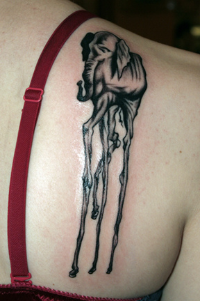 Salvador Dali Elephant Tattoo for Women