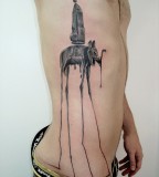 Salvador Dali Elephant Tattoo Rib for Women