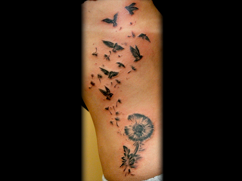 Blowing The Dandelions And Birds Tattoo