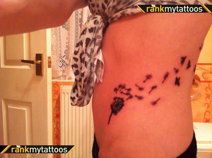Girl Ribs Dandelion And Birds Bird Tattoo [NSFW]