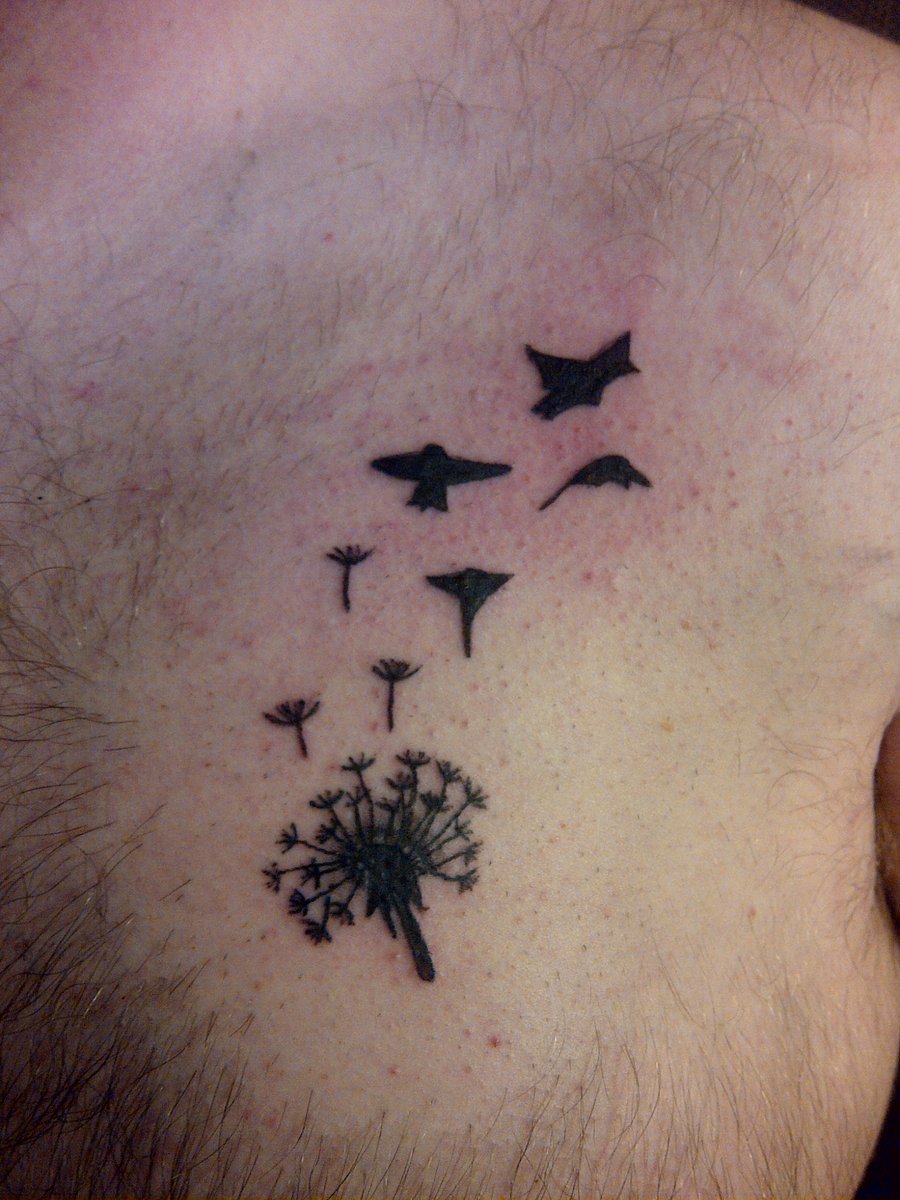 Nicole Dandelion Bird Design Tattoo