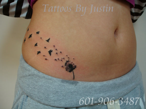Dandelion Birds Tattoo On Hip [NSFW]