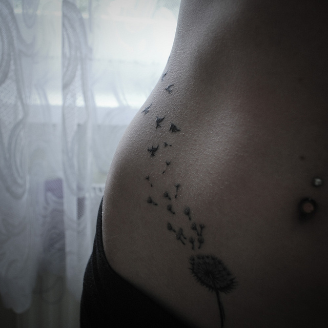 Dandelion And Birds On Hips Tattoos [NSFW]