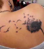 Upperback Birds And Dandelion Tattoo