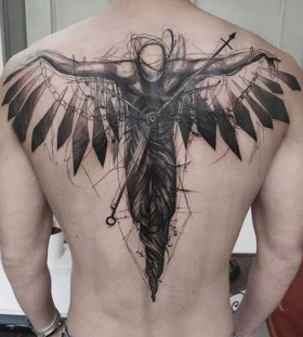dark angel back tattoos for men
