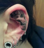 Cool Ear Skull Tattoo Art Photography