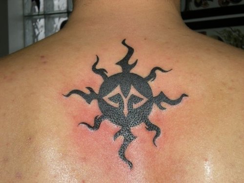 Sun With Tribal Aries Tattoo Picture