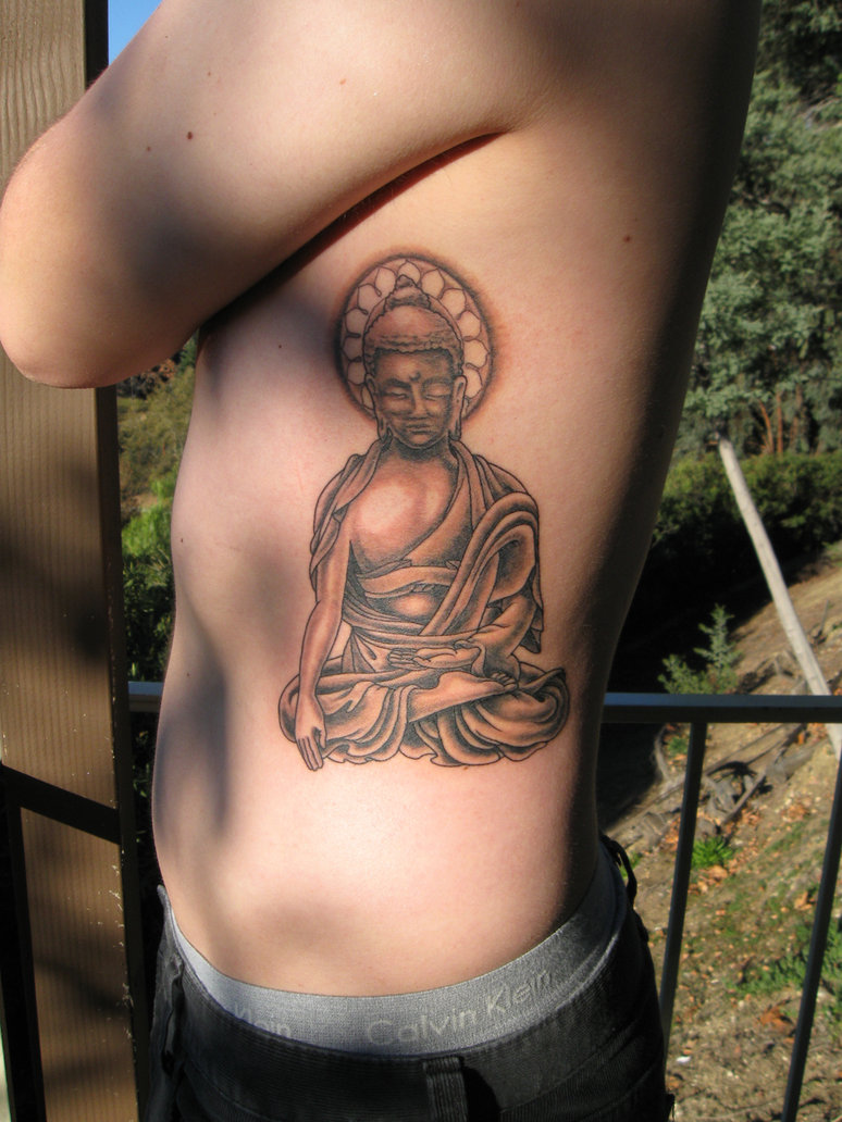 Budha Tattoo Design In Left Side Body