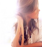Cute Feather Tattoo for Girl