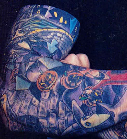 Close-Up View of Davey Havok's Right Arm Tattoos