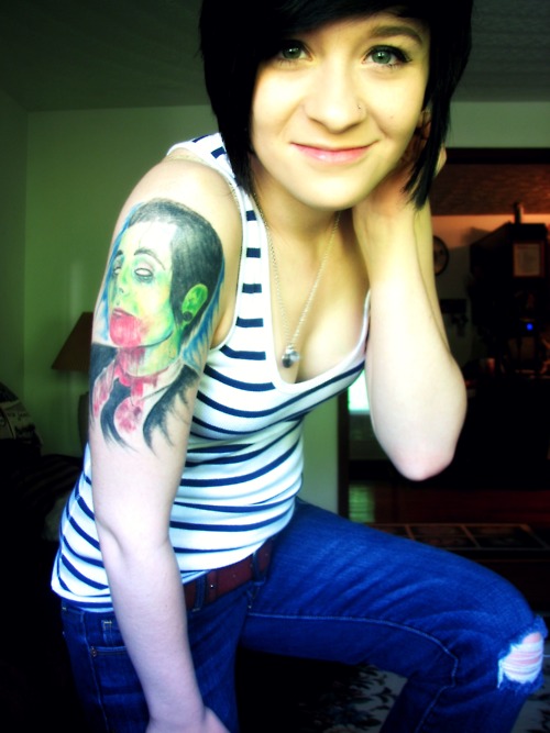 Davey Havok Of AFI Zombified Tattoo on Girl’s Upper Arm