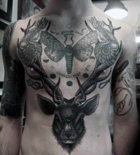 deer and moth tattoos for men