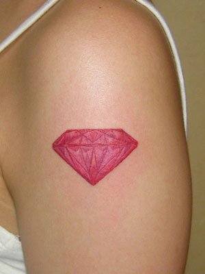 Beautiful Pink Diamond Tattoo Design for Girls