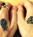 Impressive Diamond Girls Tattoo Design on Hand 