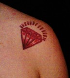 Small Red Diamond Tattoo on Shoulder for Girls