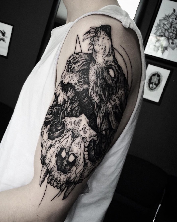 dmitriy-tkach-line-blackwork-skull-tattoo