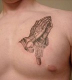 Praying Hands Left Chest Tattoo