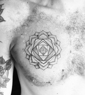 dotwork-rose-chest-tattoo-by-noumenius