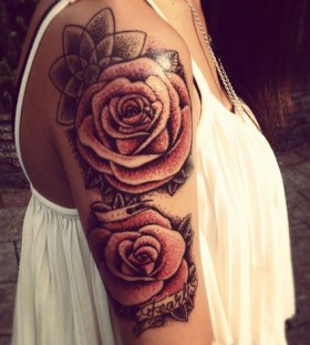 dotwork rose flower tattoo