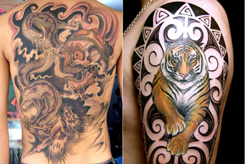 Beautiful Dragon And Tiger Tattoo Picture