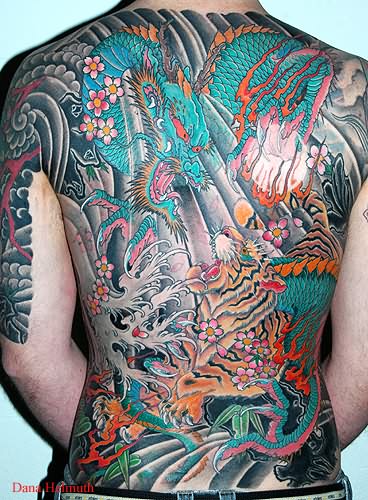 Japanese Tiger Full Back Tattoos