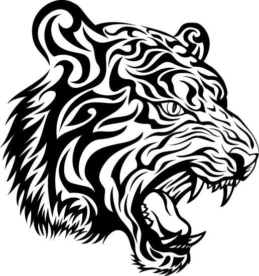 Tiger Head Tribal Tattoo Design