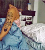Girl with Fancy Dream Catcher Tattoo Art