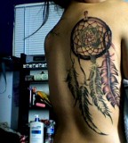 Amazing Creative Dreamcatcher Back Tattoo Design