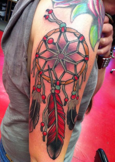 Beautiful Painful Dream Catcher Tattoo Design  on Arm