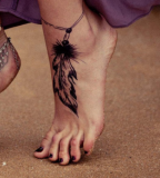 Cute Dreamcatcher Tattoo on Foot for Girls