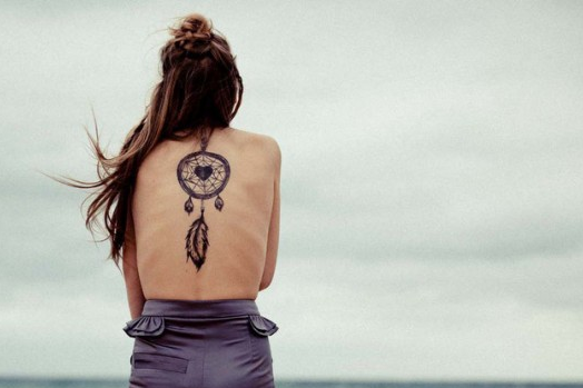 Huge Dreamcatcher Tattoos Design on Back fro Girls