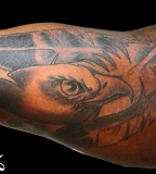 Black And Gray Tattoo Eagles and Eagle's Feather Tattoo Design