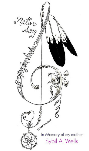 Outline Drawing of Dreamcatcher And Eagle Feathers Tattoo Design
