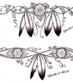 Two Outline Drawing of Eagle Feathers Tattoo Design by Denise