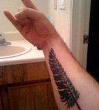 Awesome Long Eagle Feather Arm Tattoo Design for Men
