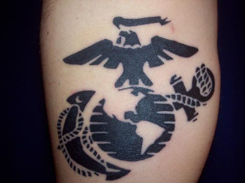 Black Eagle Globe And Anchor Tattoo