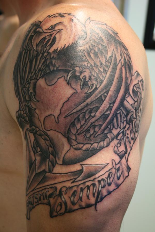 Best Marine Corp Eagle Globe And Anchor Tattoo Design