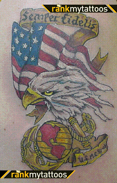 Colorful Marine Corps Eagle Globe And Anchor Military Corps Tattoo