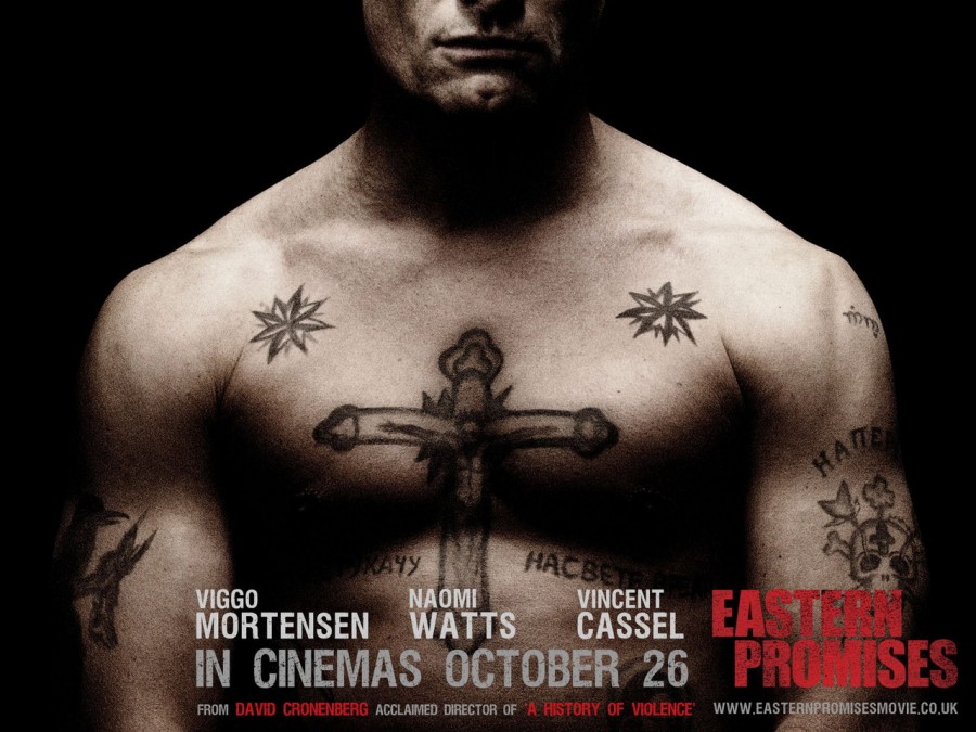 Actor Eastern Promises Cross Tattoo Design on Chest