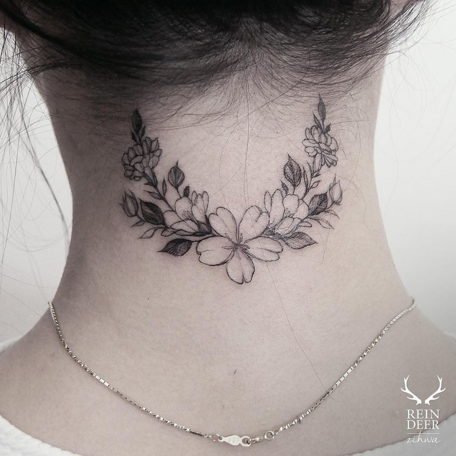 elegant-neck-flower-tattoo