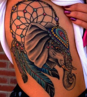 elephant dreamcathcer tattoos for women