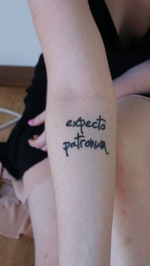 Cute Expecto Patronum Harry Potter Spell Tattoo Design for Girls